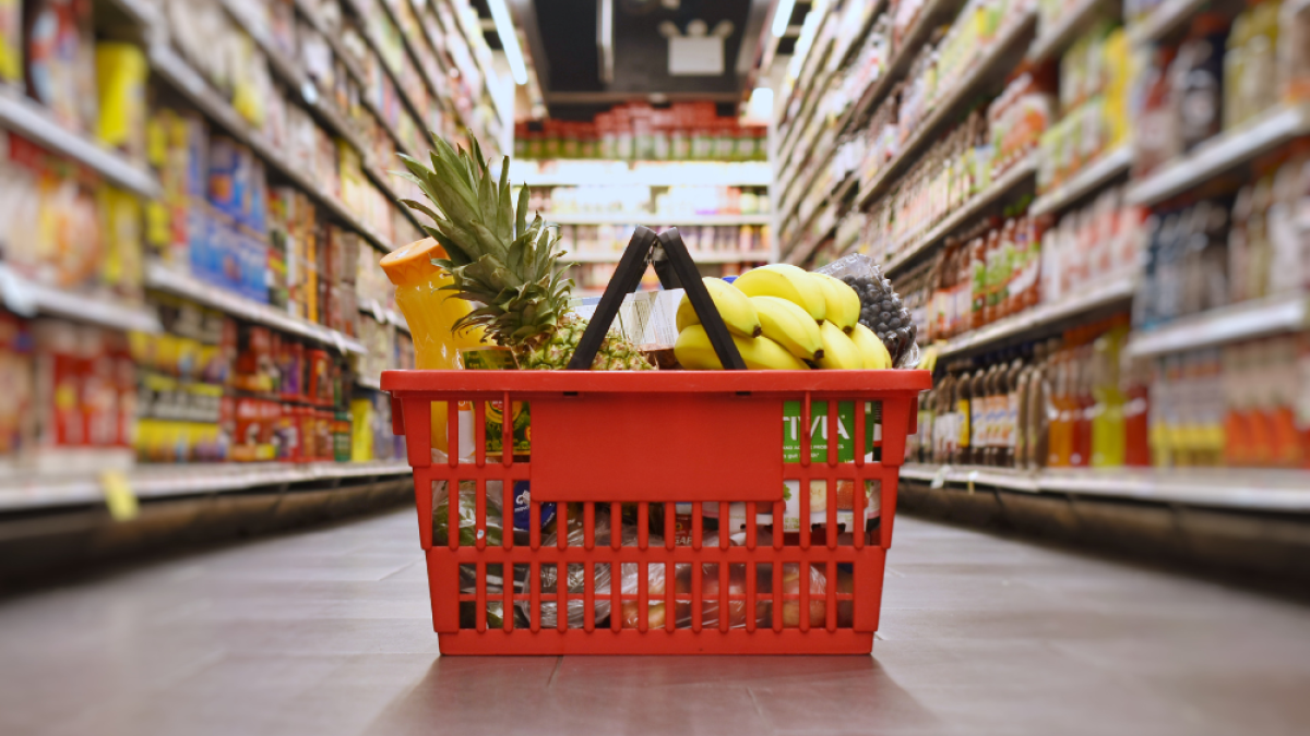 Grocery Basket with Fresh Food