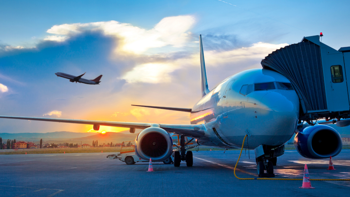airport and planes flying
